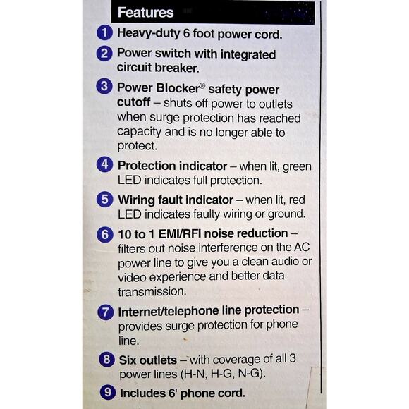 New In Box-Newpoint 1280 Joules Power Control Center / Surge Protector #01007 - Picture 3 of 3